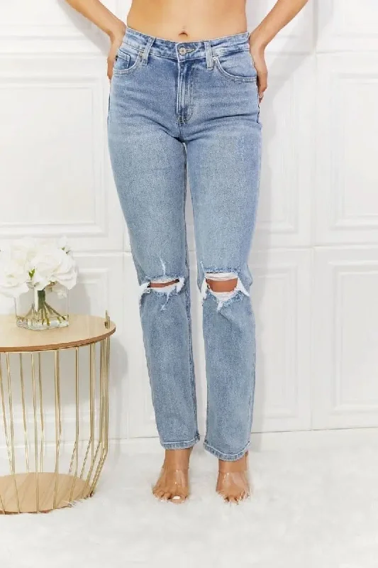 Warm and substantial Kancan High Rise Distressed Slim Straight Jeans