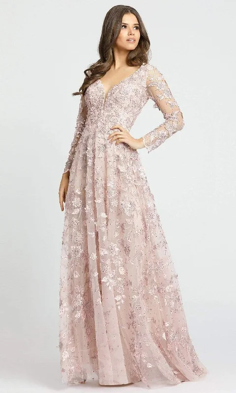 Elegant And Charming Mac Duggal - 70224 Lace Applique Deep V Neck A-Line Gown