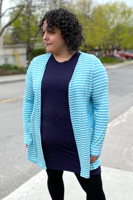 Comfortable Looks 392-4730 Long Sleeved Colour Block and Striped Cardigan