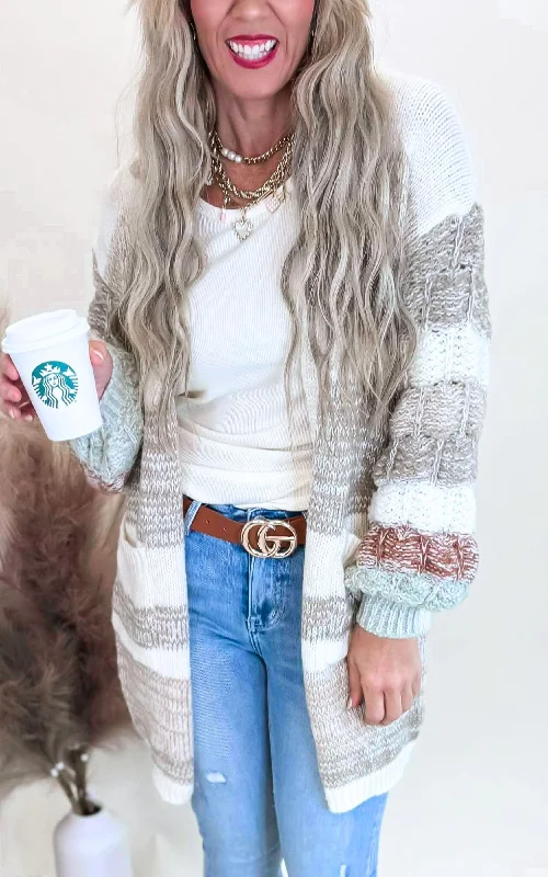Urban Comfort Beige Olive Bubble Stitch Knitted Sweater