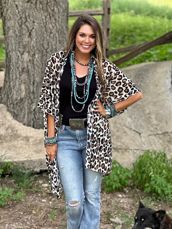 Retro Skirt Design Bekah Leopard Knit Cardigan by Texas True Threads