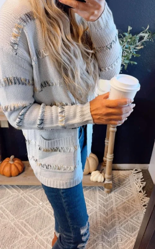 Everyday Comfort Cabin Fever Stripe Stitched Cardigan