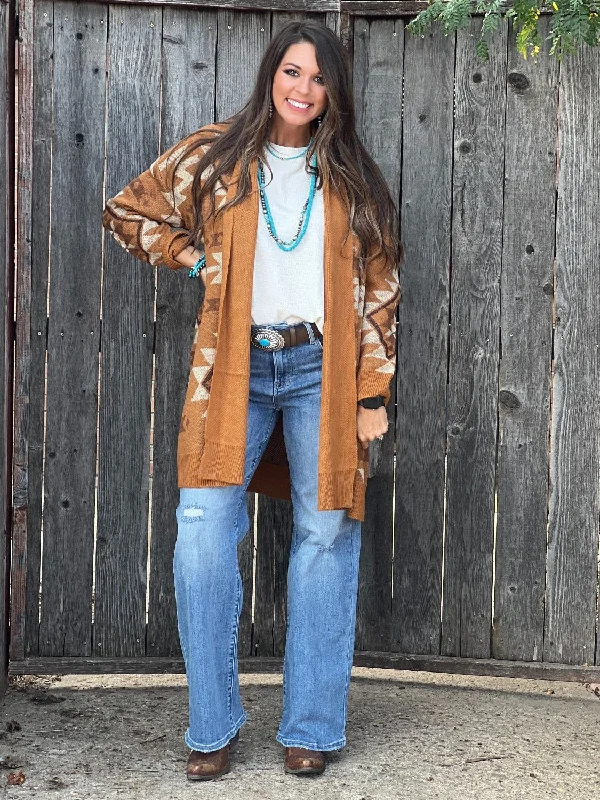 Effortless Dressing Camel Aztec Cardigan