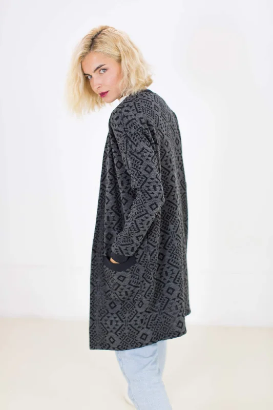Retro Skirt Design Cardigan Mona in Black Aztec