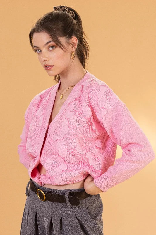 Hip-hop Style Cardigan Savoir Pink