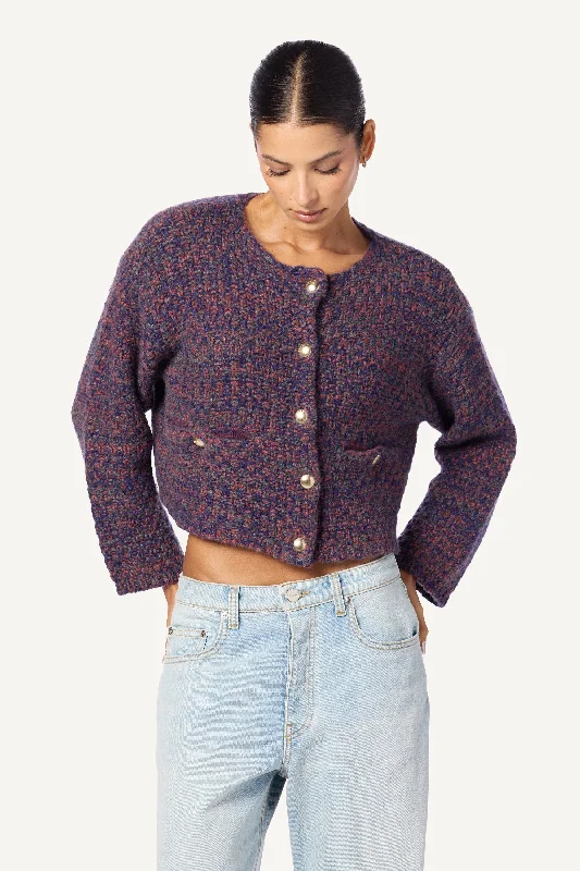 CHARLENE CASHMERE CROPPED WELT POCKET JACKET | CIMARRON MULTI