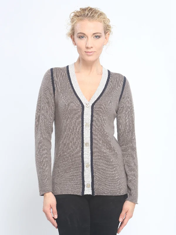 Sports Tights Contrast Piping Cardigan