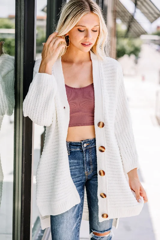 High-waisted pants style Created Comfort Ivory White Chenille Cardigan