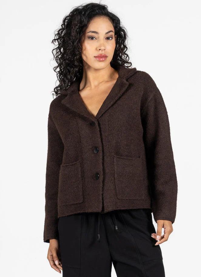 Street Vertical And Horizontal Design Crop Sweater Blazer
