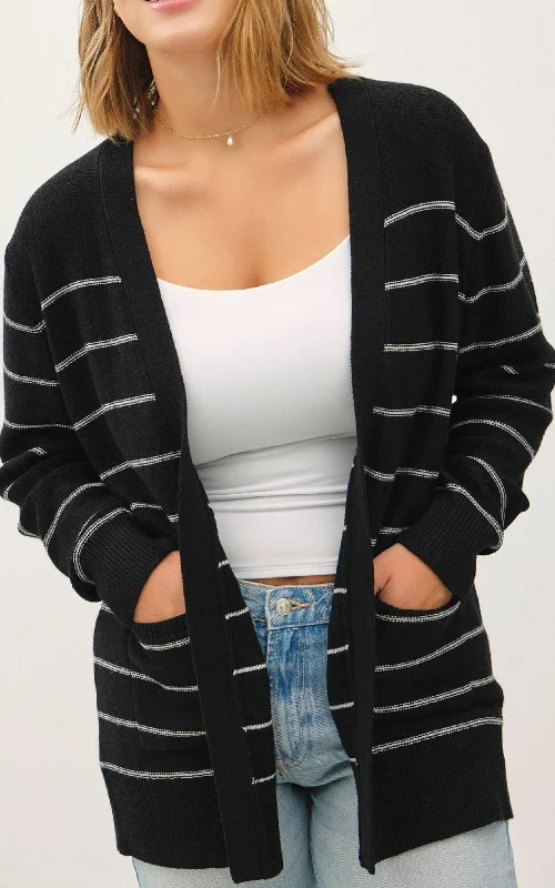 Urban Fashion Classic Striped Open Front Cardigan