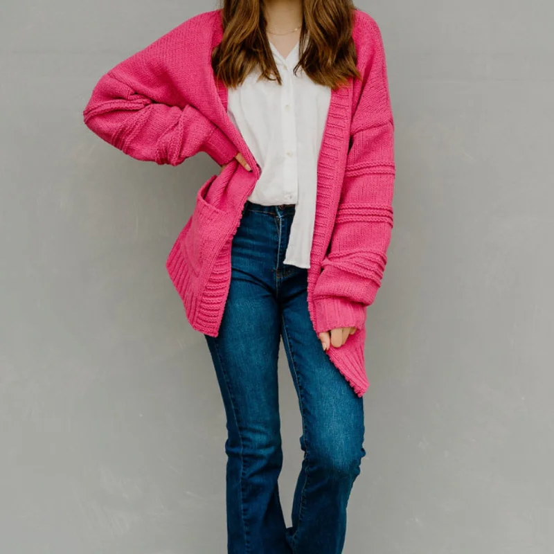 Forget You Existed Chunky Cardigan Hot Pink