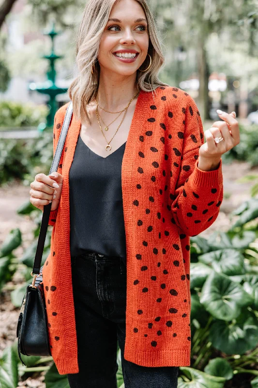 Hooded design Get Moving Canyon Clay Orange Spotted Cardigan