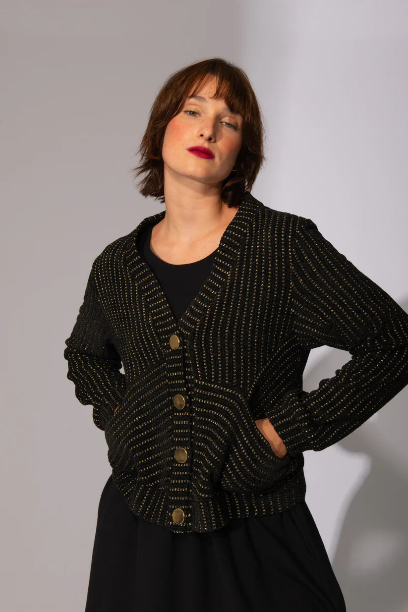 Cozy Pants Gold Lion Knit Cardigan