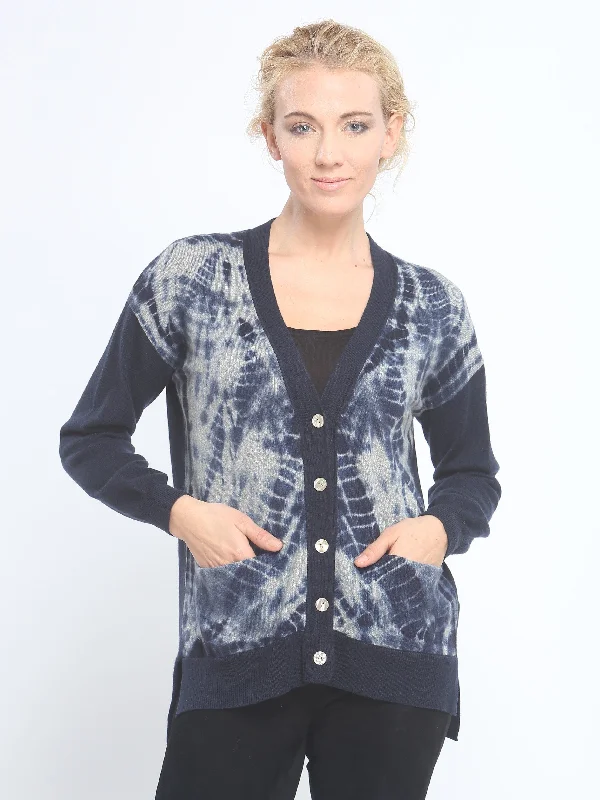 Street Casual Style Hand Dye Block V Neck Cardigan