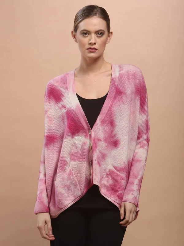 Personalized print Hand Dye Oversized Cardigan in Mongolia Cashmere