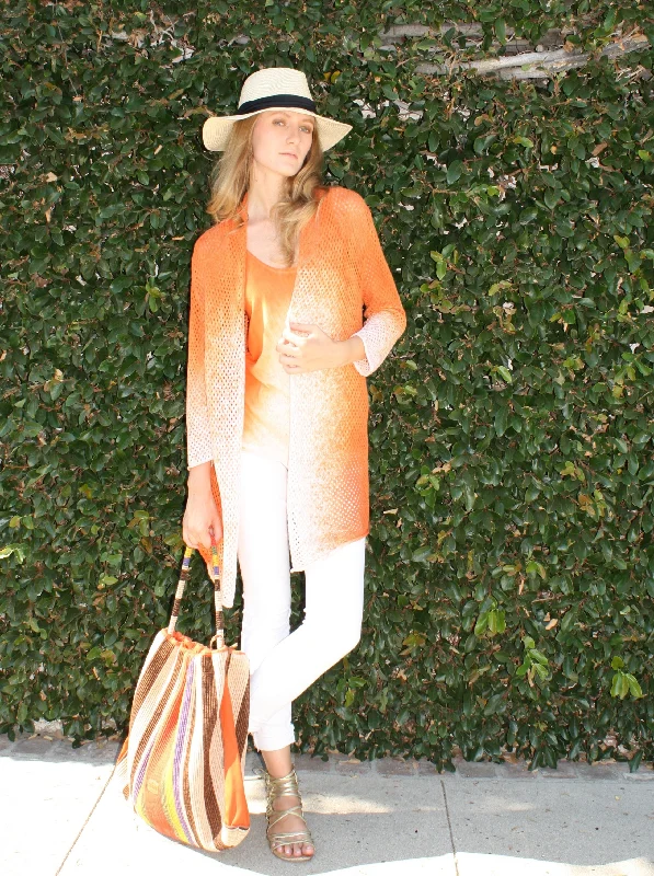 Versatile Comfort Hand Sprayed Mesh Open Front Cardigan