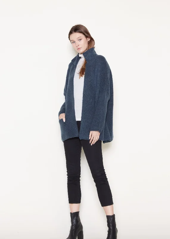 Sports Comfort Style High Neck Basic Cardigan