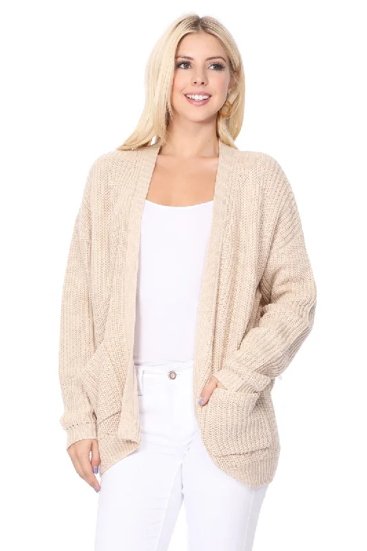 Fashionable sports YEMAK Women's Long Sleeve Chunky Waffle Knit Open Front Sweater Cardigan HK8246