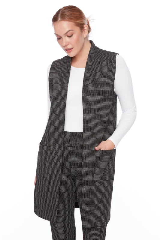 Casual Comfort Checked Waistcoat - Black/White