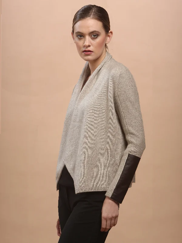 Cozy Layers Leather Trimmed Cuff Cardigan