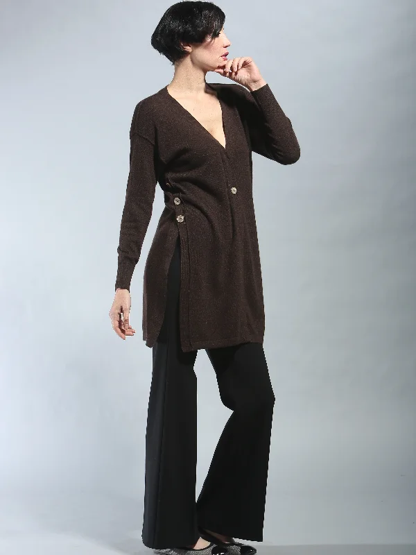 High waist design Button Detailed Long Cardigan