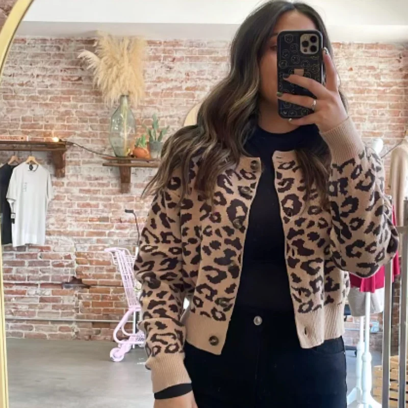 Looking Back Leopard Print Cardigan Top