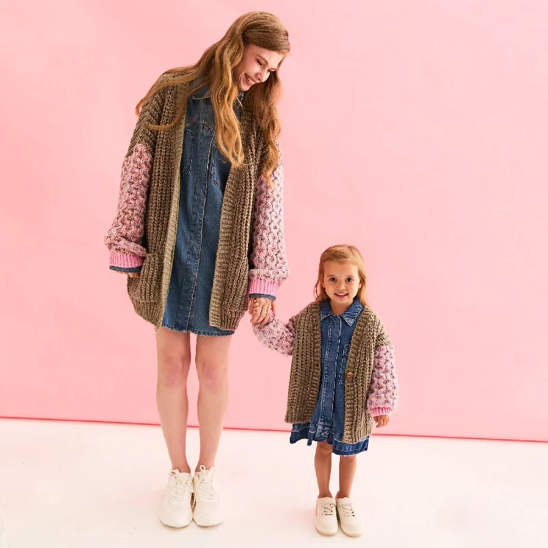 Trendy and versatile Madison Adult and Mini Me Balloon Sleeve Matching Cardigans