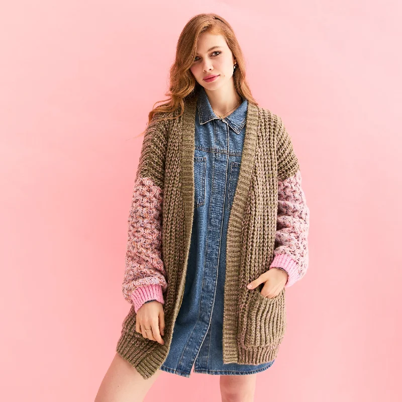 Amazing design Madison Oversized Balloon Sleeve Knit Cardigan - Khaki