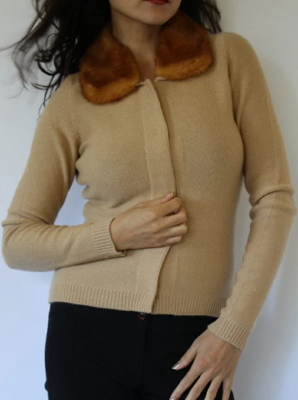 Comfortable Dresses Removable Mink Collar Cardigan