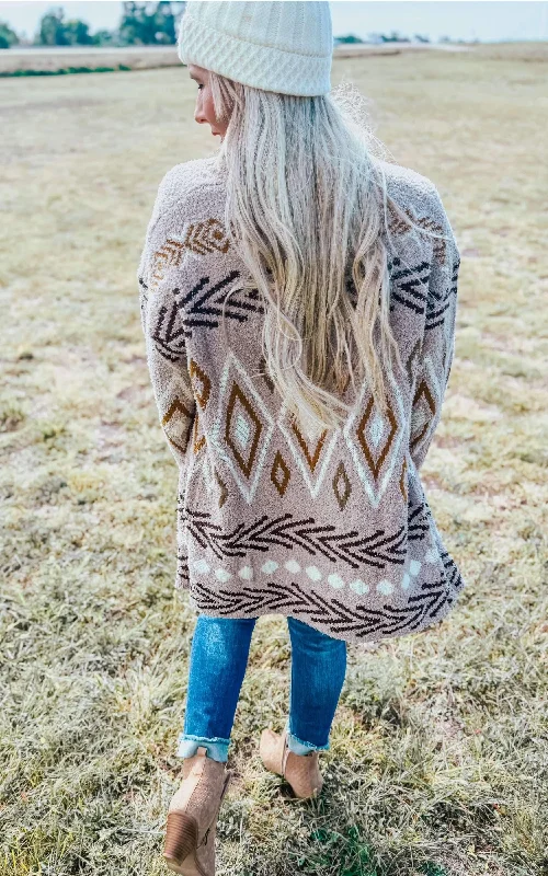 Retro Design Open Front Cloud Cardigan