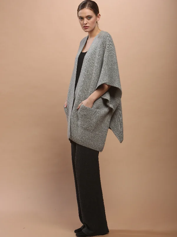 Soft Style Patch Pockets Cape Cardigan