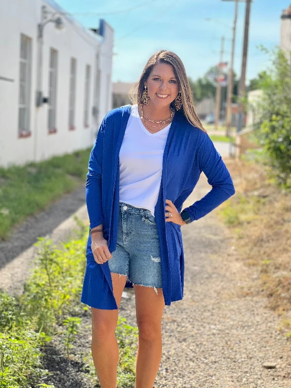 Retro Stripes Betsy Blue Cardigan by Texas True Threads
