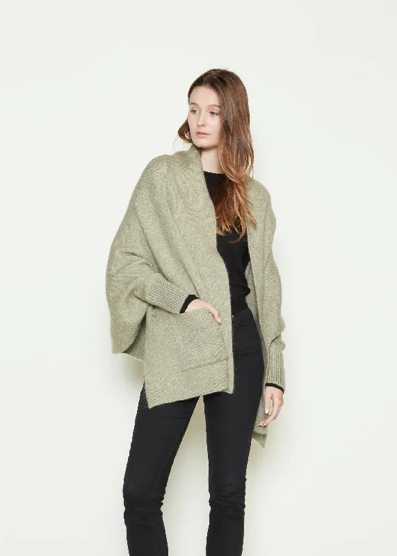 Sports suit style Pocket Shrug Cape Cardigan