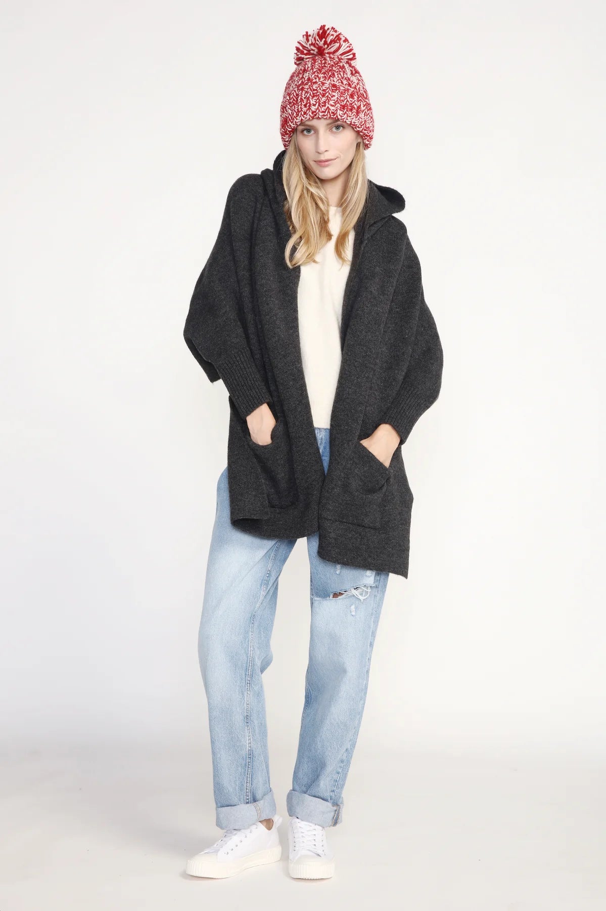 Sports Jumpsuit Pocket Shrug Cardigan with Hoodie