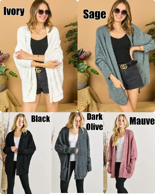 Avant-garde trend POPCORN KNIT SWEATER CARDIGAN - ASSORTED COLORS