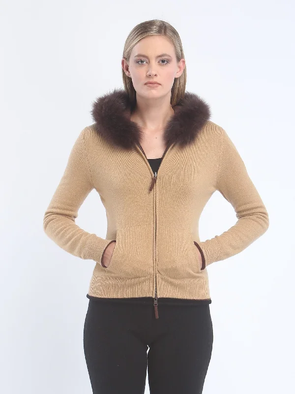 Lounge Chic Fox Trimmed Reversible Hoodie Jacket