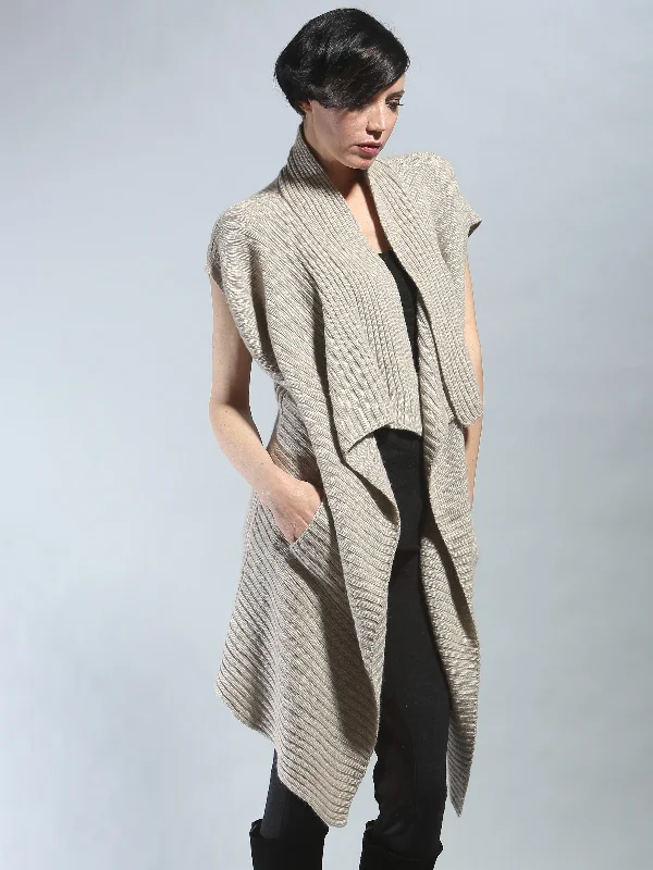 Comfortable Sweaters Ribbed Sleeveless Long Cardigan