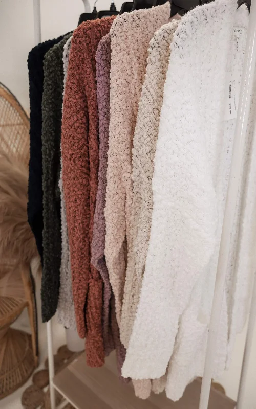 Fashionable and versatile Ribbed Popcorn Knit Long Cardigan *New Colors*