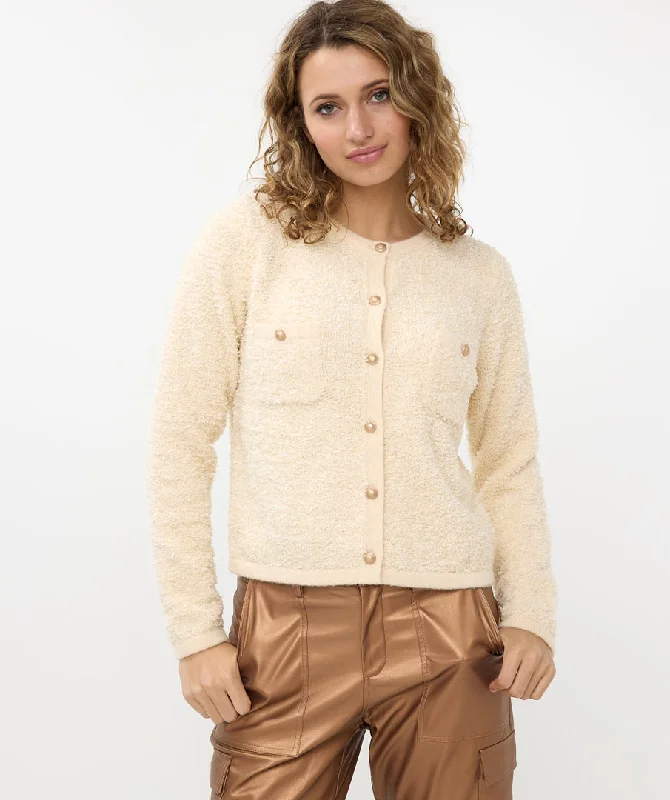Relaxed Fashion Cardigan Tape Yarn - Beige