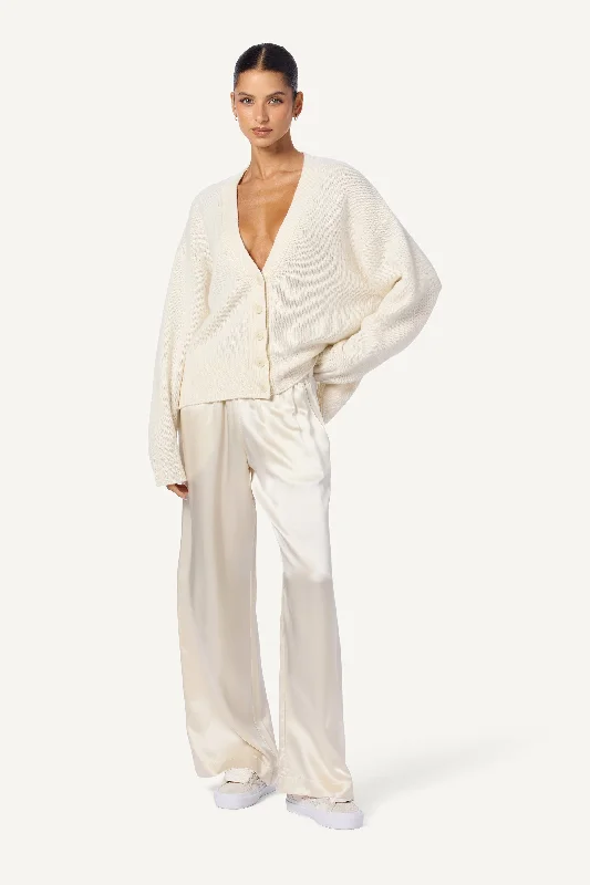 TISCH RELAXED CASHMERE CARDIGAN | GARDENIA