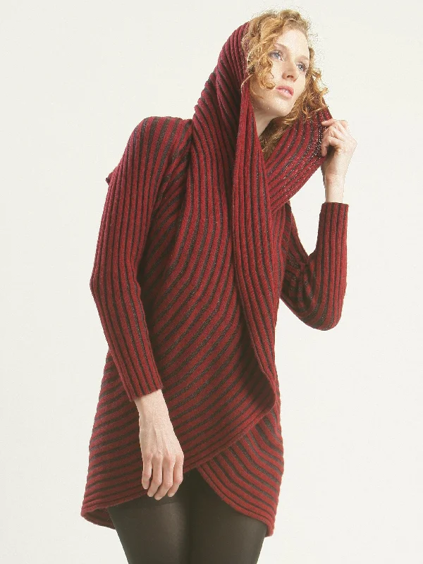 Retro Dress Two-Tone Ribbed Circle Cardigan