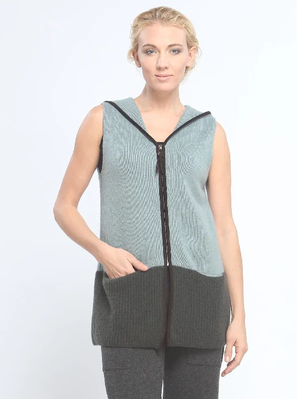 Comfy Pants Two Tone Zipped Hoodie Vest