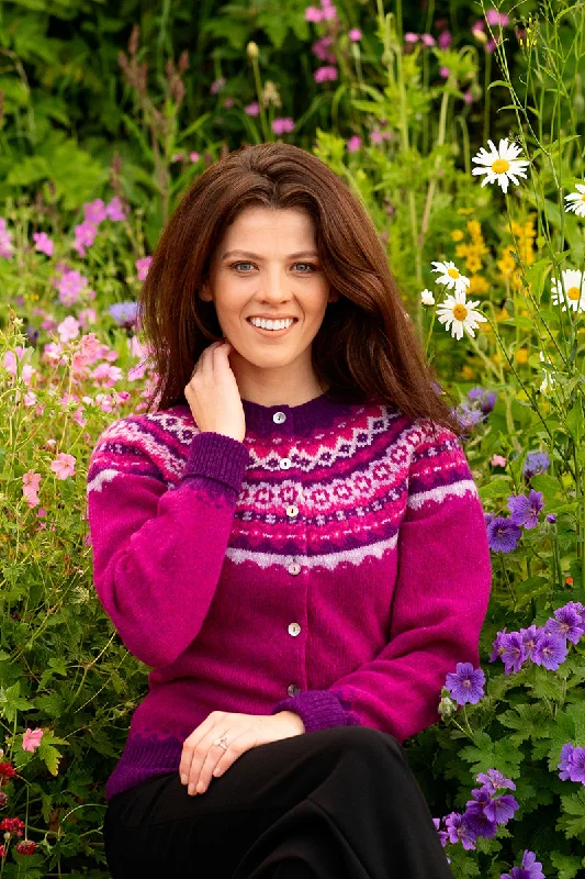 Cozy Pants Womens Crathie Fair isle Cardigan - Pink