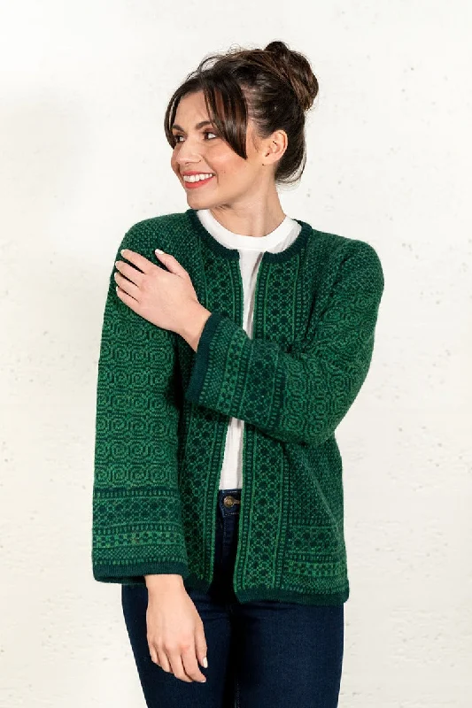 Sports Yoga Style Womens Fair isle Towie Kimono Cardigan / Coatigan - Green