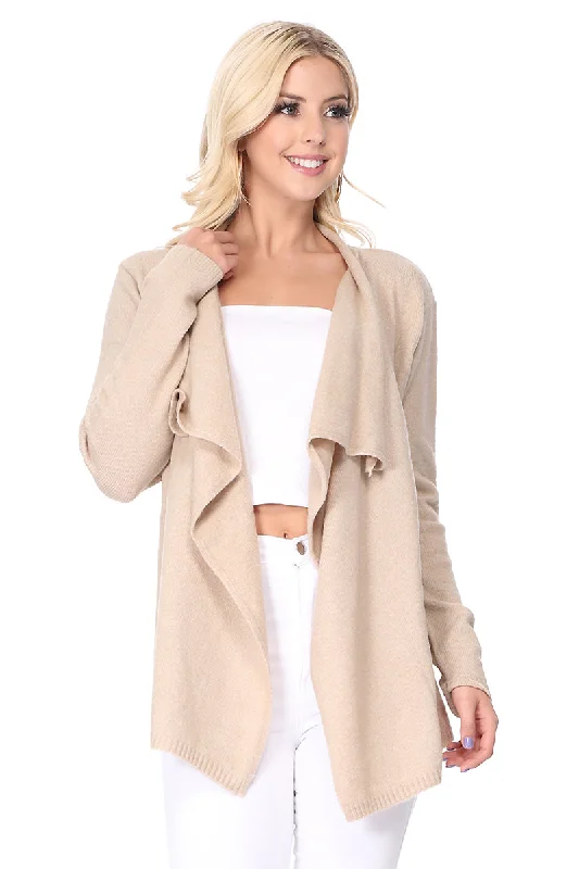 Elegant and noble YEMAK Women's Long Sleeve Open Front Draped Stylish Cape Sweater Cardigan MK8218 (S-L)