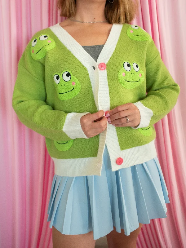 Easygoing Style Friendly Frog Cardigan