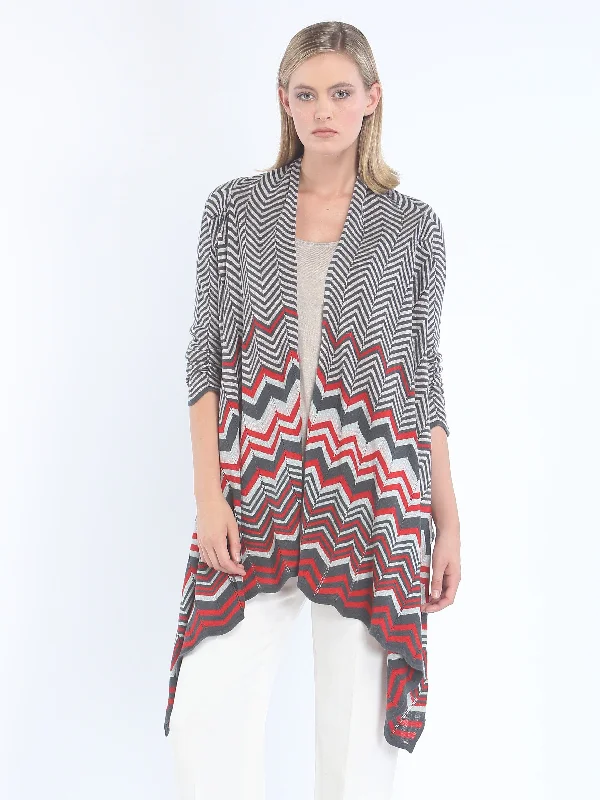 Urban Chic Zig-Zag Sleeved Wrap Cardigan