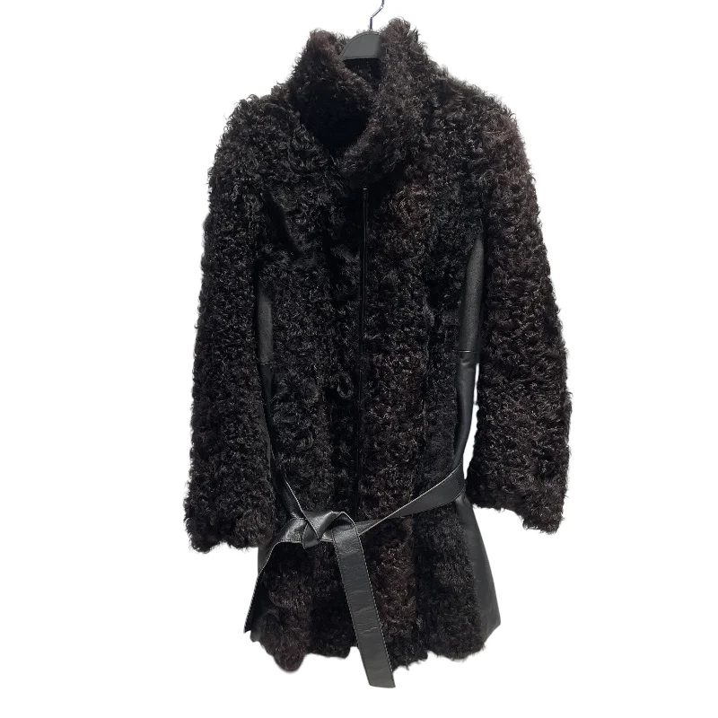 Fashion Must-have REAL FUR/Coat/BLK/LAMB