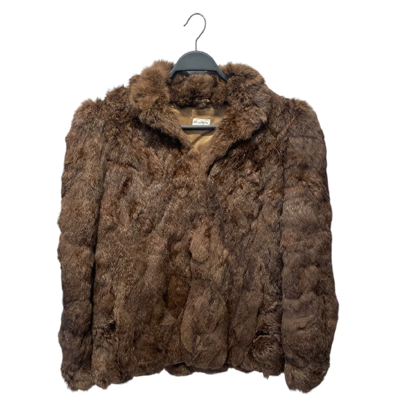 Simple Design Vintage/Tailored Jkt/M/Fur/BRW/RABBIT FUR