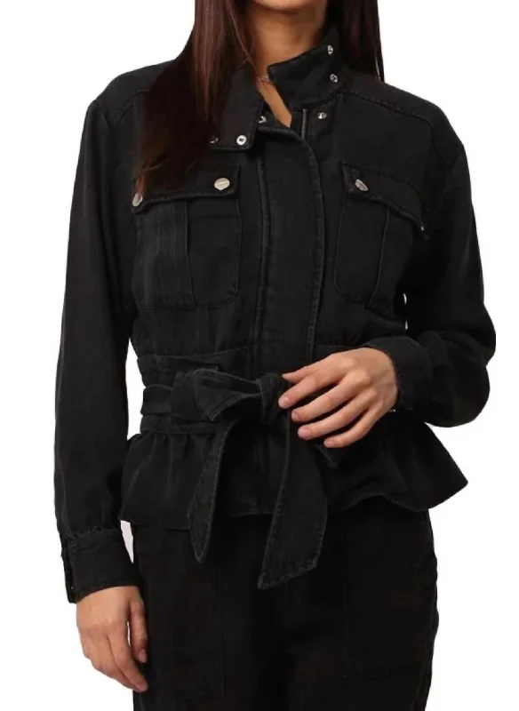 Celebrity Picks Austin Belted Jacket In Black Denim